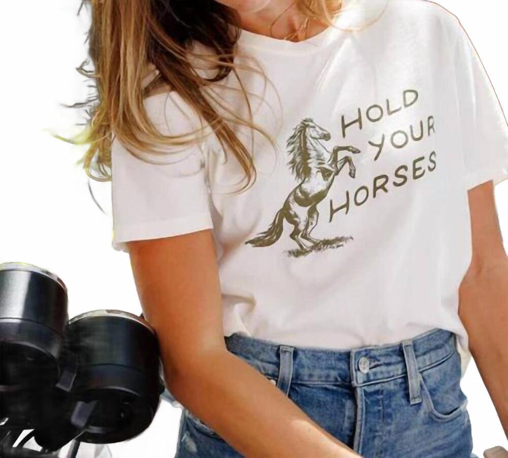 NEW SUNNY SOMEWHERE hold your horses tee in ivory